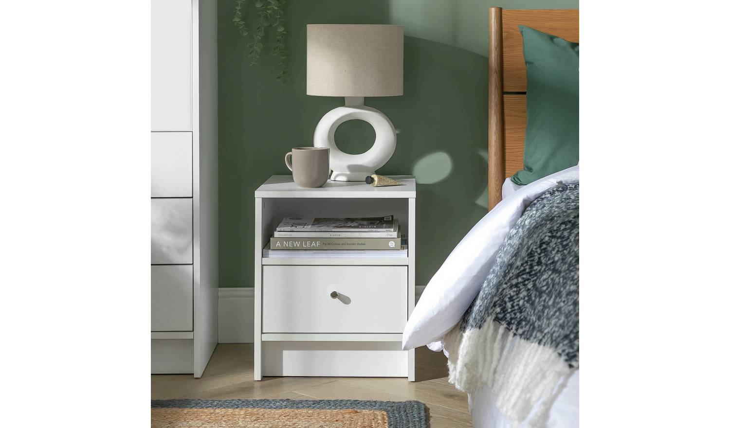 Argos Home Malibu 1 Drawer Bedside Table - White