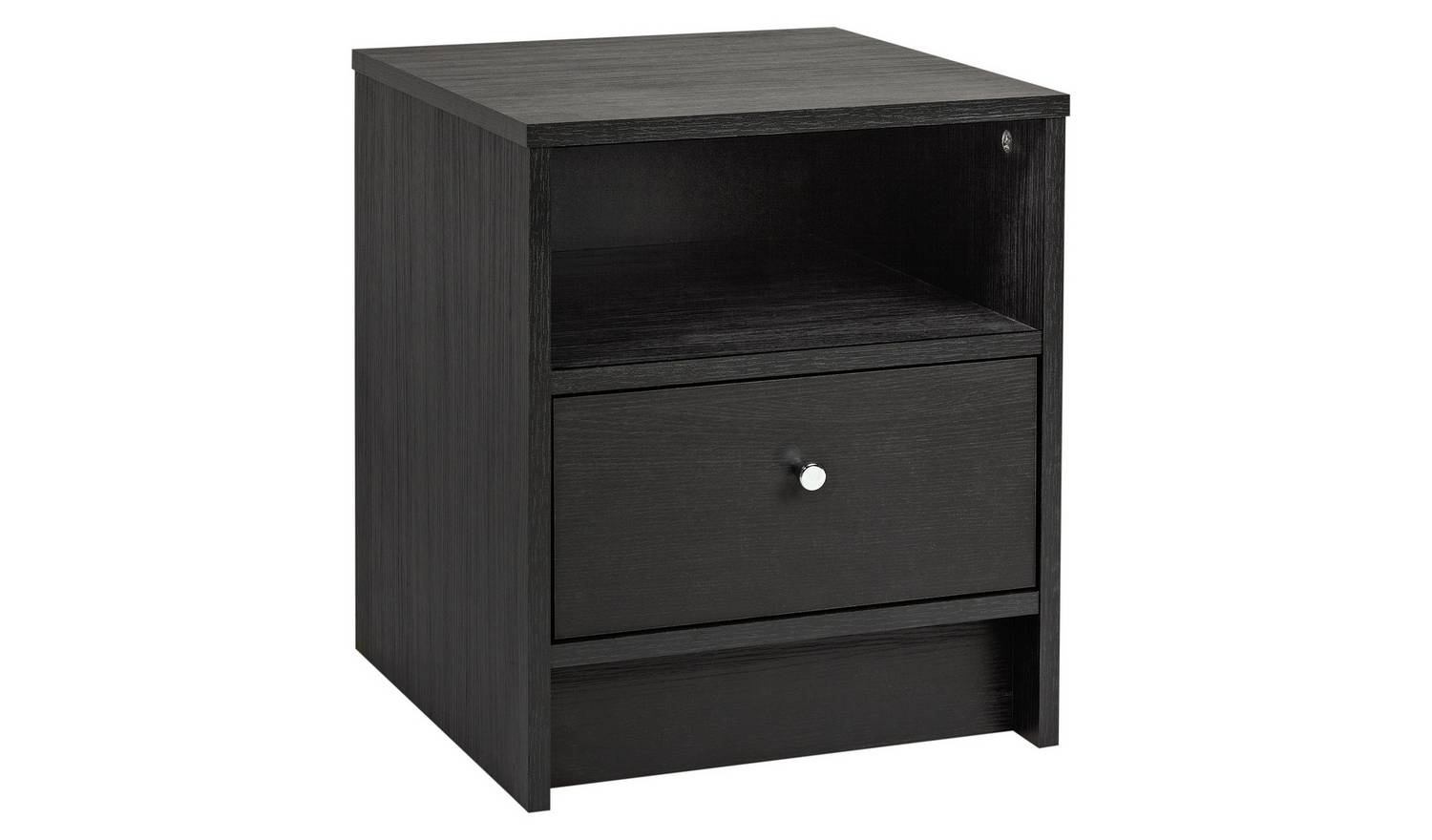 Argos Home Malibu 1 Drawer Bedside Table - Black Oak Effect
