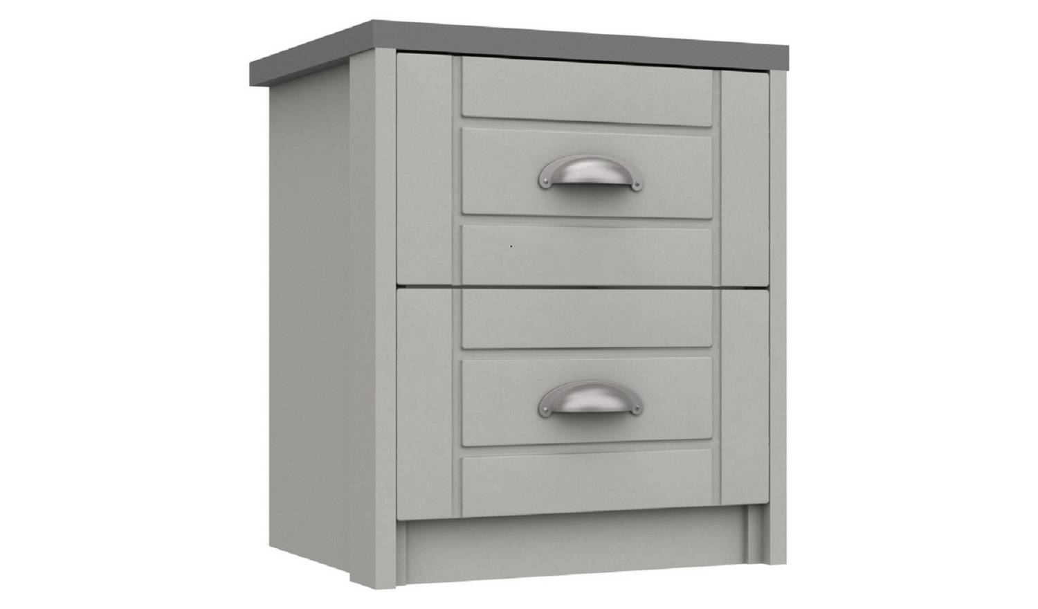 Kielder 2 Drawer Bedside Table - Grey