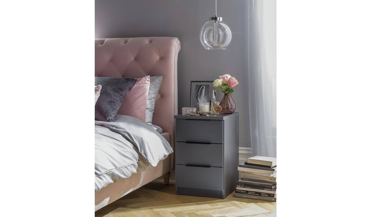 Argos Home Hallingford 3 Drawer Bedside Table - Anthracite