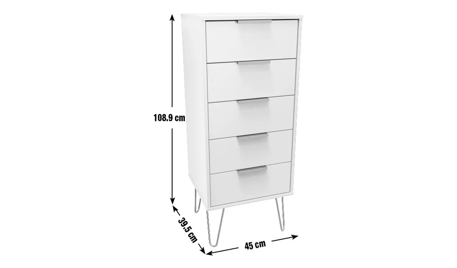 Livara Verona 5 Drawer Tallboy - Grey