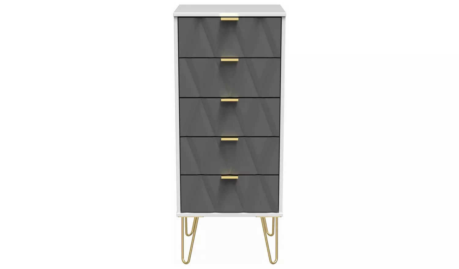 Livara Shimmer 5 Drawer Tallboy - Grey & White