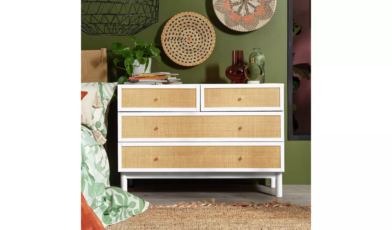 Habitat Simone Wide Rattan 4 Drawer Chest