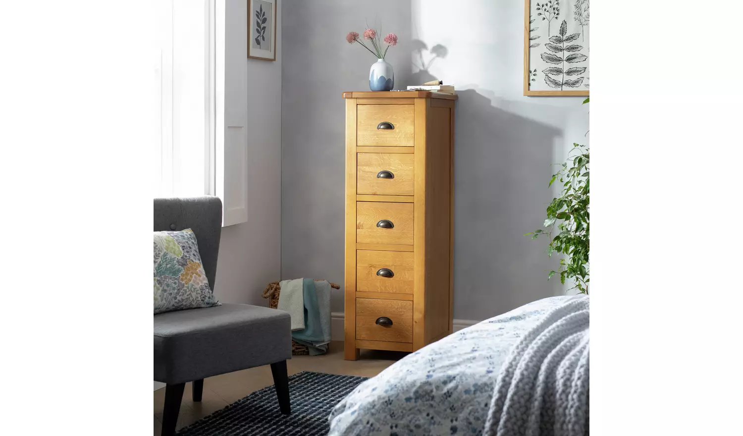 Argos Home Kent 5 Drawer Tallboy - Oak