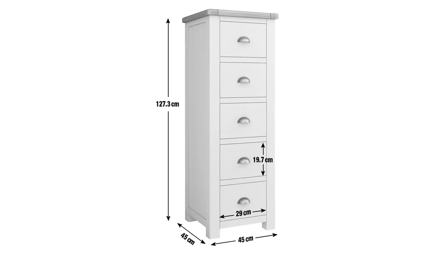 Argos Home Kent 5 Drawer Tallboy - CreamAnd Oak