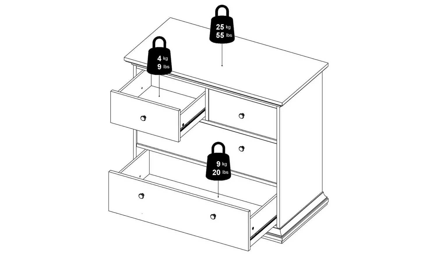 Tvilum Paris 4 Drawer Chest - White