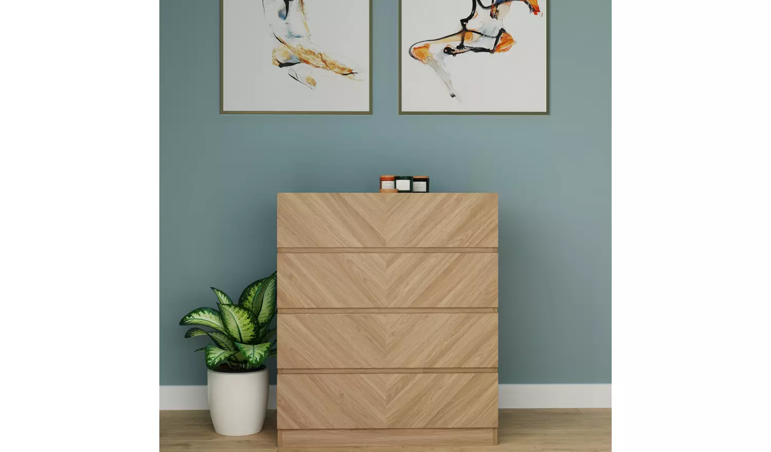 GFW Catania 4 Drawer Chest - Oak