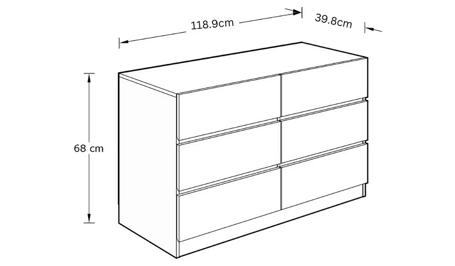 GFW Catania 6 Drawer Chest - Oak