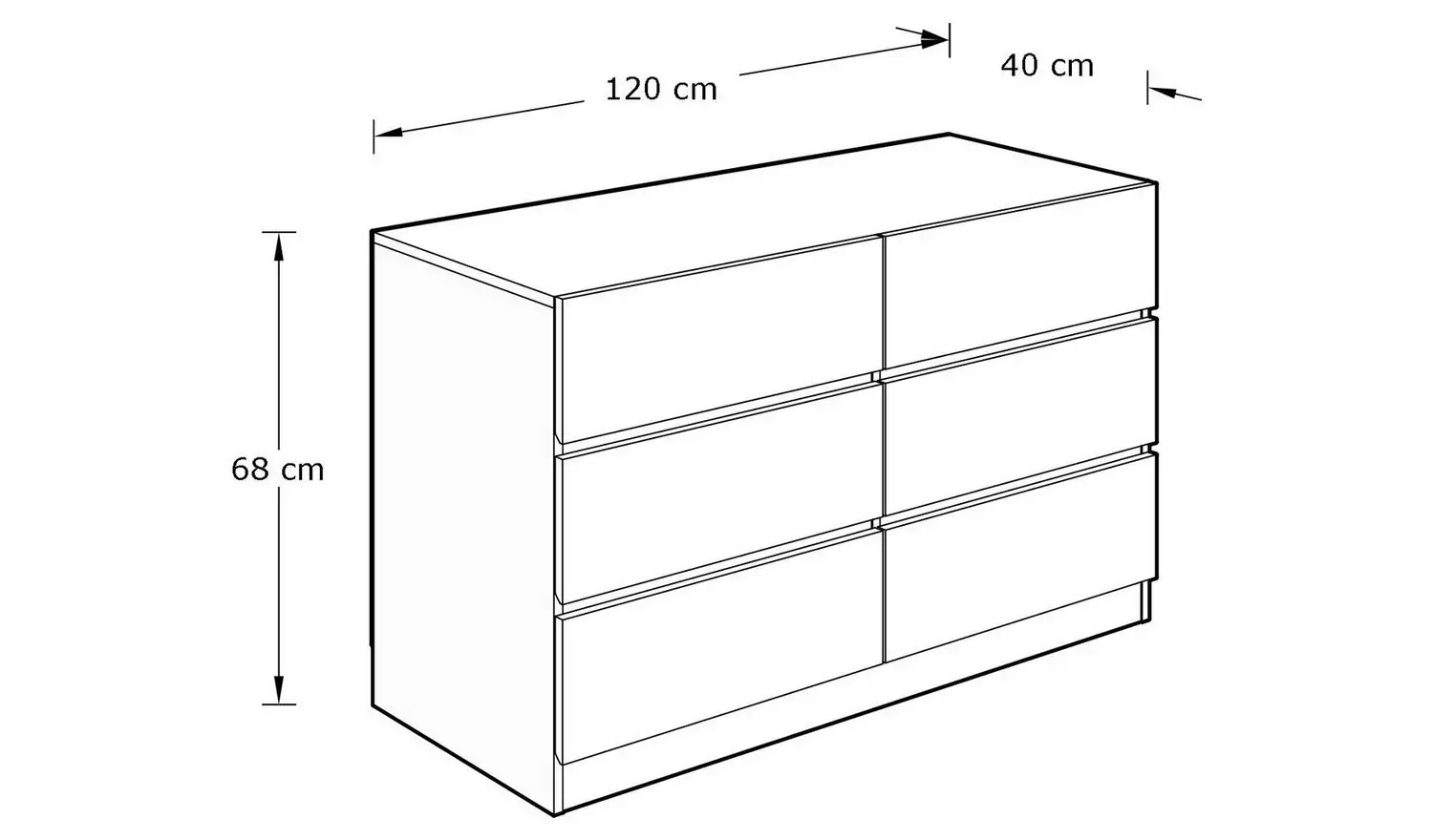 GFW Catania 6 Drawer Chest - Walnut