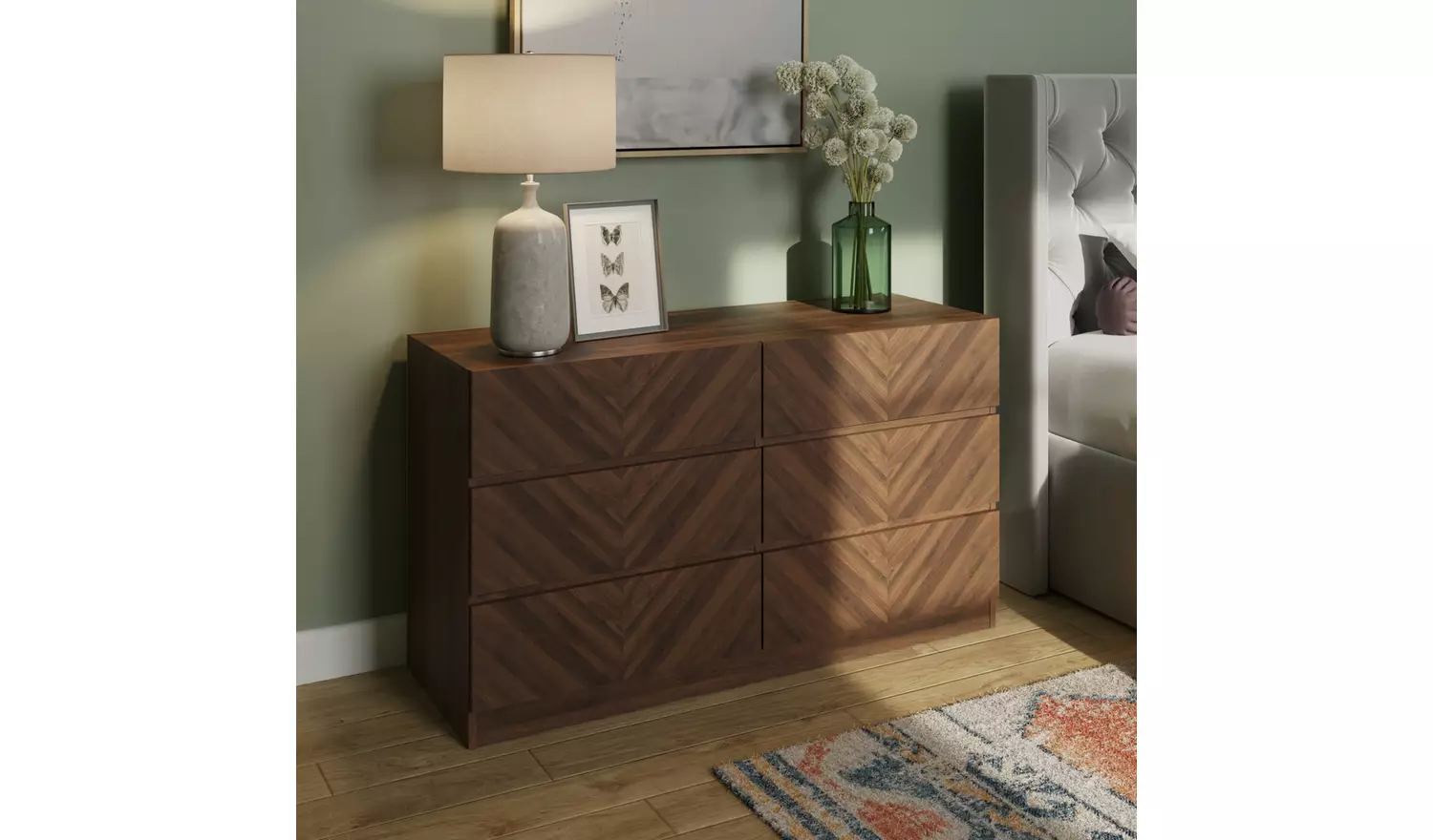 GFW Catania 6 Drawer Chest - Walnut