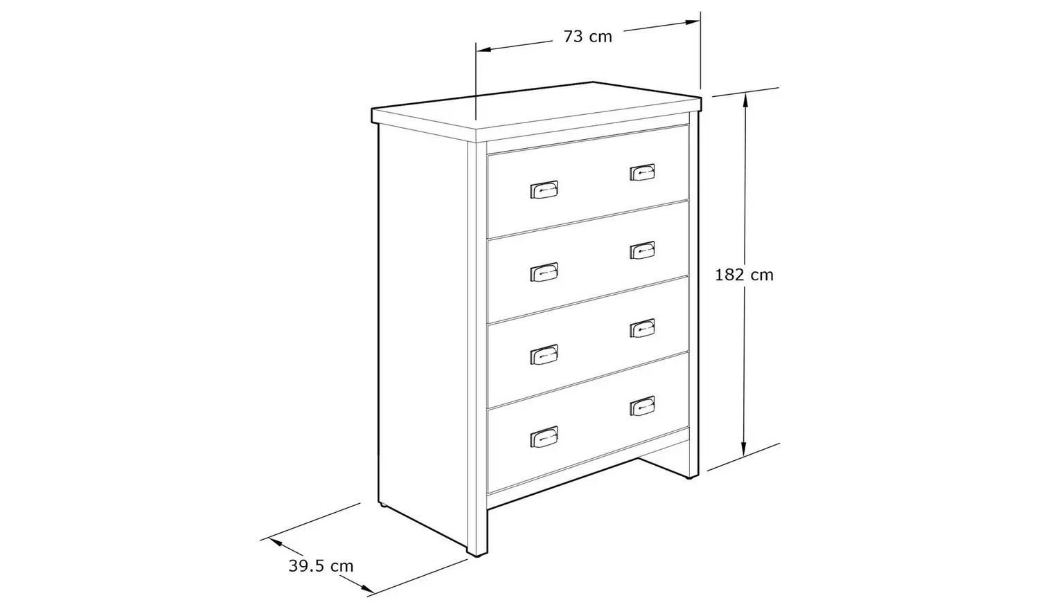 GFW Boston 4 Drawer Chest - Grey