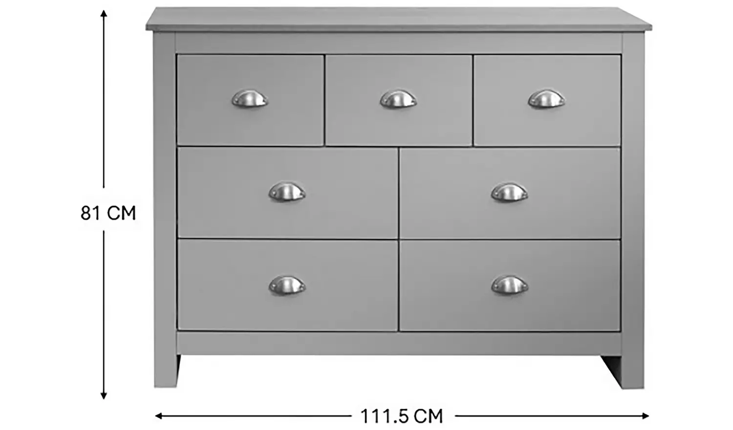 GFW Lancaster 7 Drawer Chest - Grey Oak