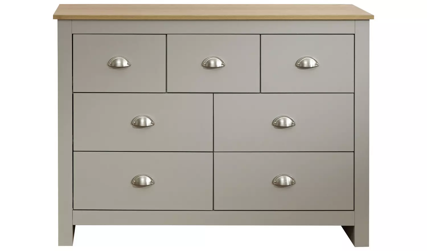 GFW Lancaster 7 Drawer Chest - Grey Oak