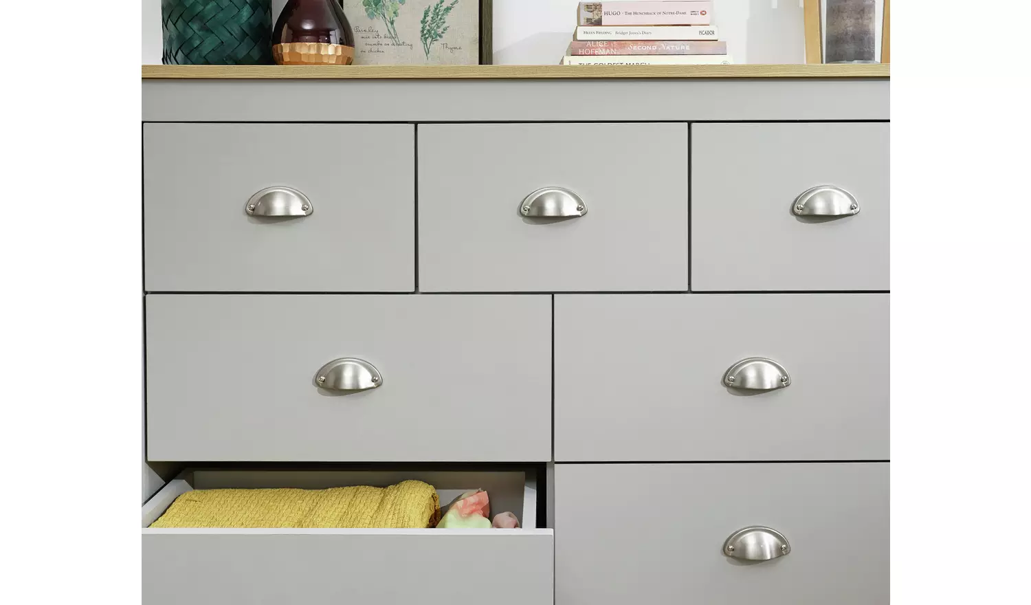 GFW Lancaster 7 Drawer Chest - Grey Oak