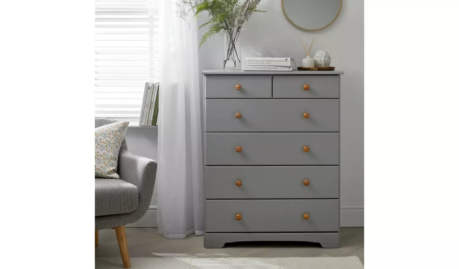 Argos Home Nordic 6 Drawer Chest - Grey