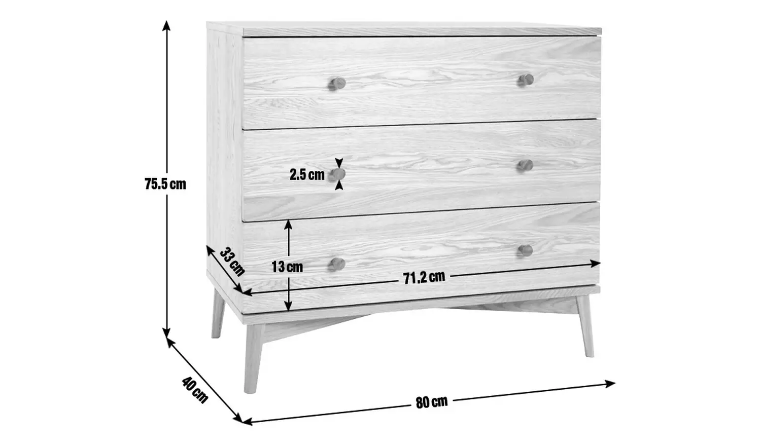 Habitat Kirk 3 Drawer Chest - Walnut