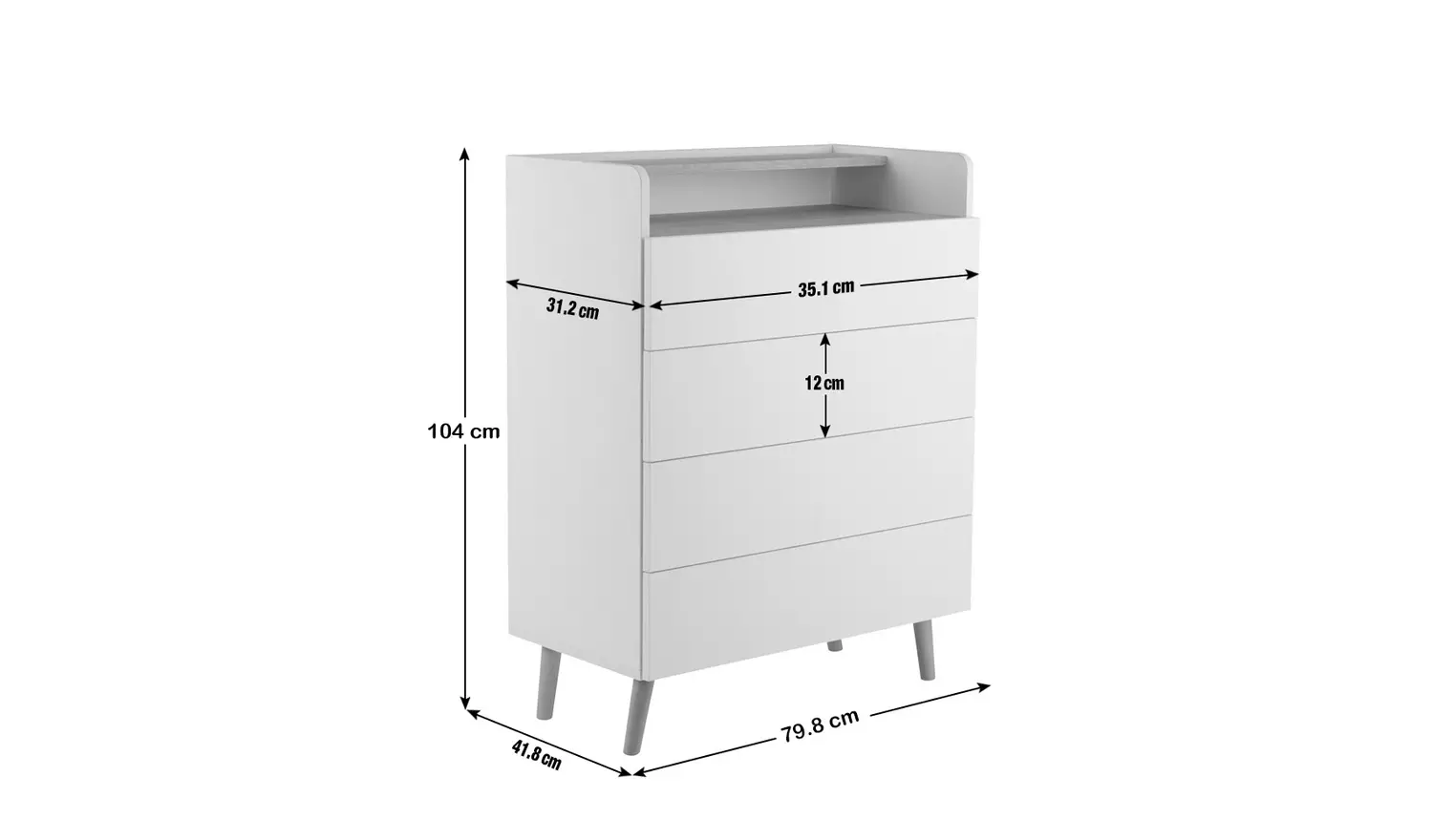 Habitat Skandi 4 Drawer Chest with Shelf - White Two Tone