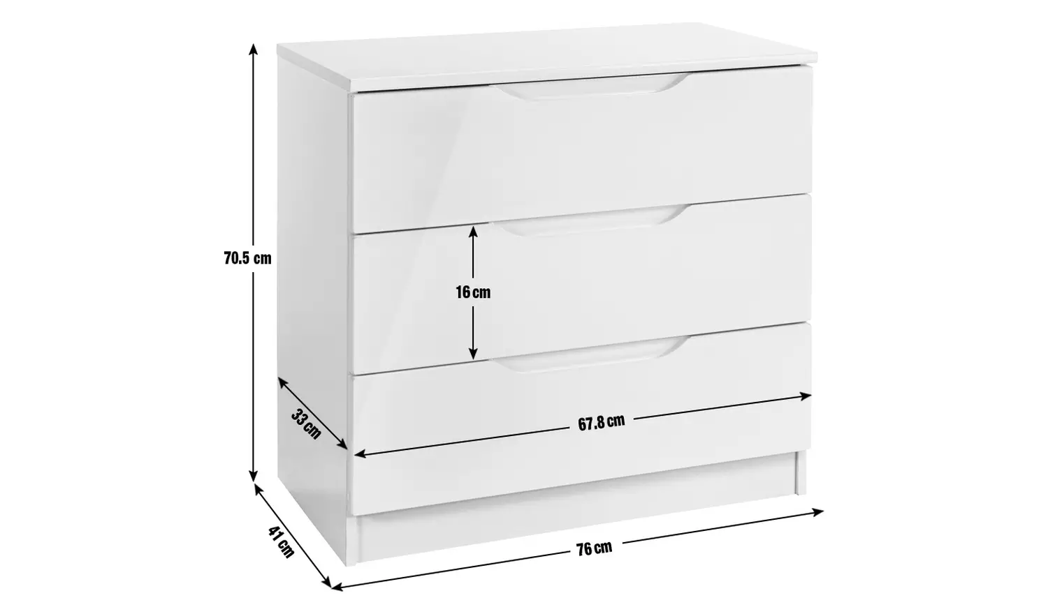 Legato 3 Drawer Chest - Grey Gloss