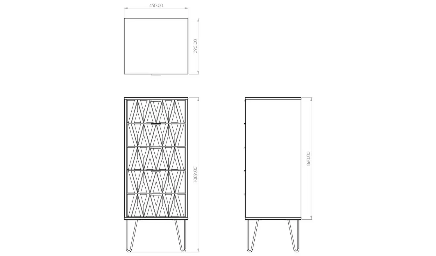 Livara Bergen 5 Drawer Tallboy - Dark Grey