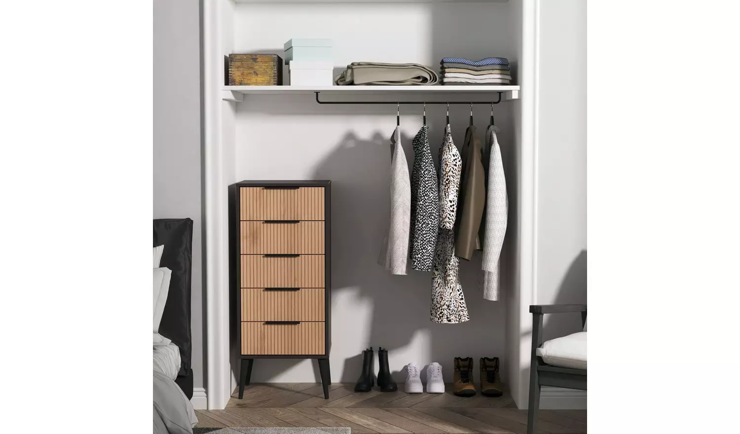Livara Bergen 5 Drawer Tallboy - Dark Grey