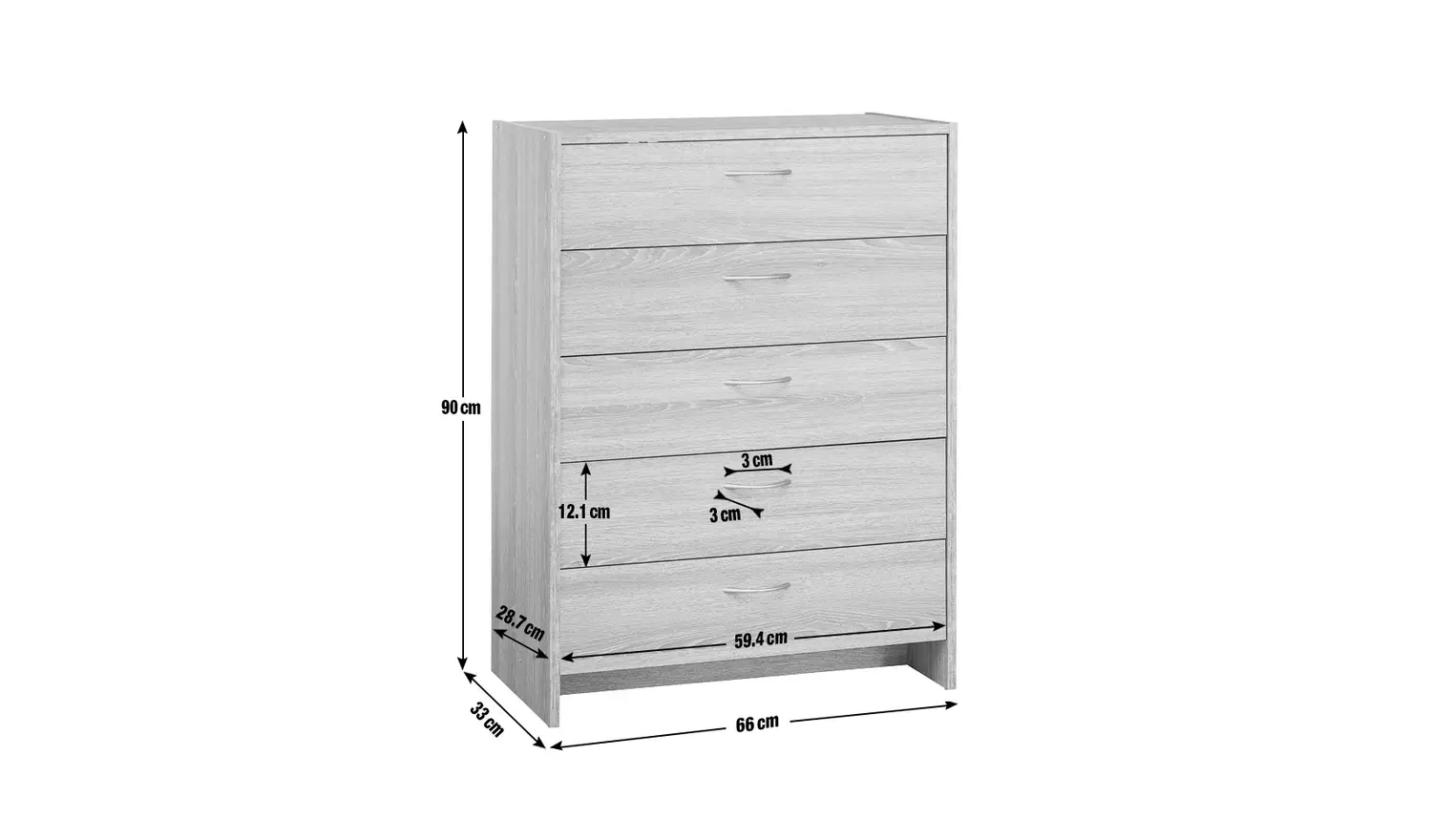 Argos Home Seville 5 Drawer Chest - Grey Oak Effect