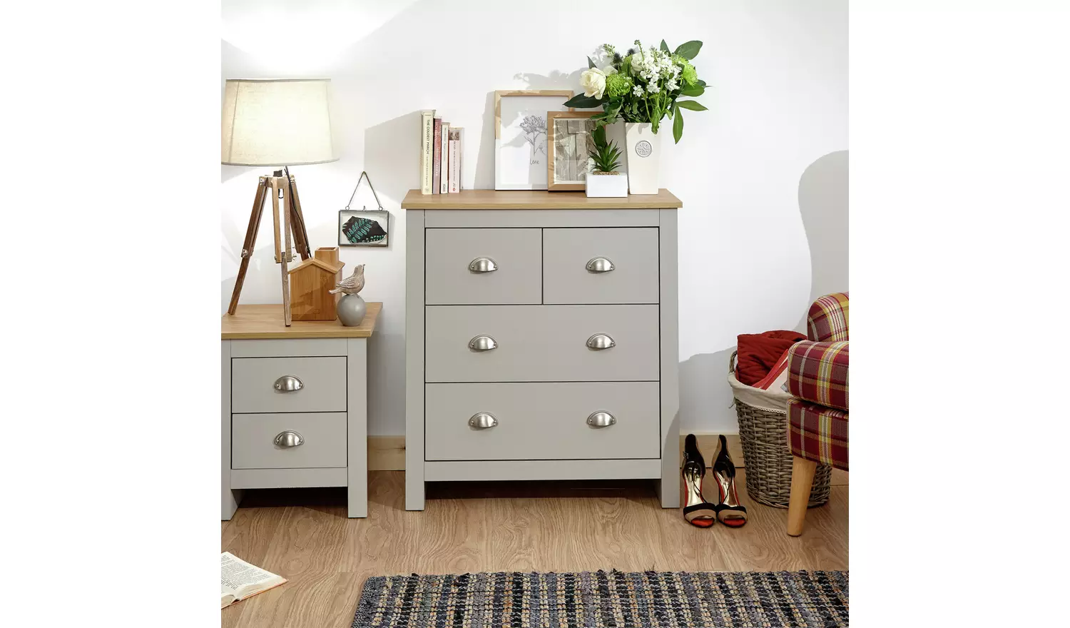 GFW Lancaster 4 Drawer Chest - Grey