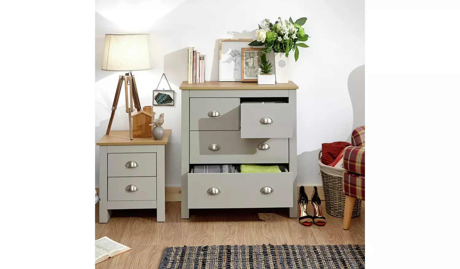 GFW Lancaster 4 Drawer Chest - Grey