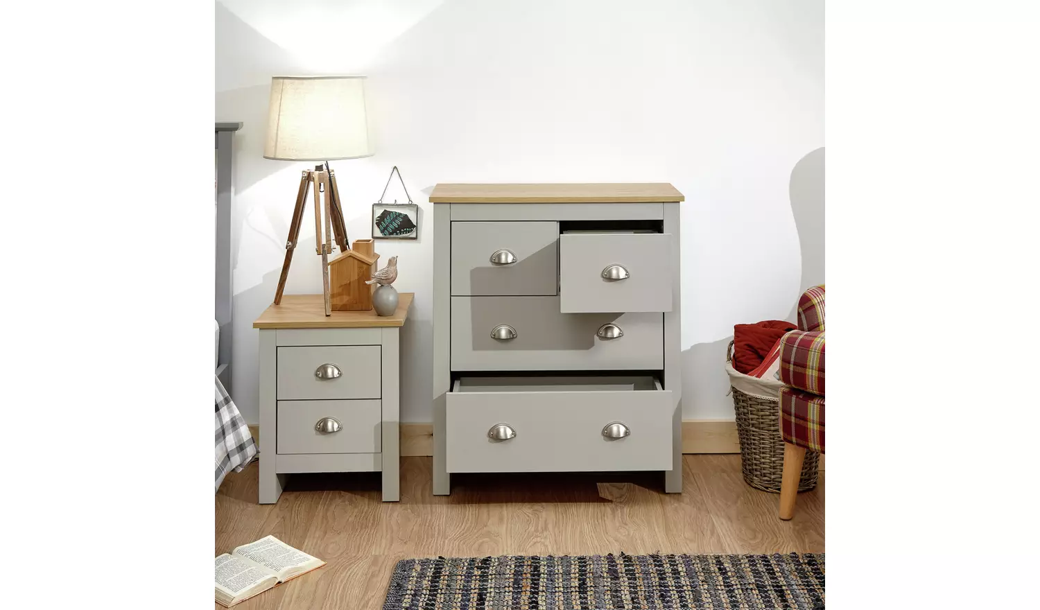 GFW Lancaster 4 Drawer Chest - Grey