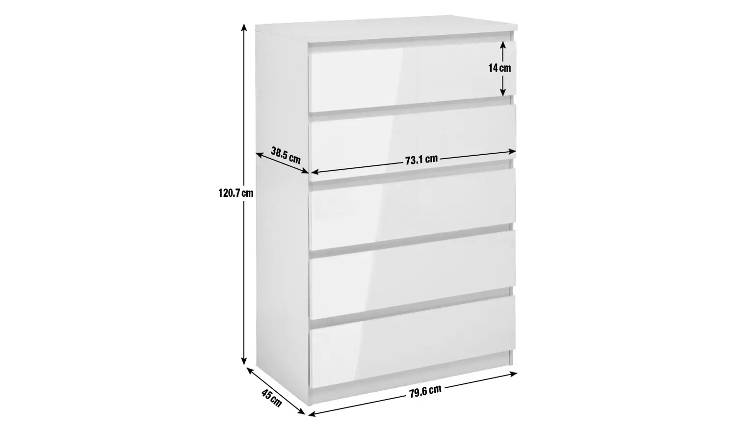 Argos Home Jenson 5 Drawer Chest - Grey Gloss