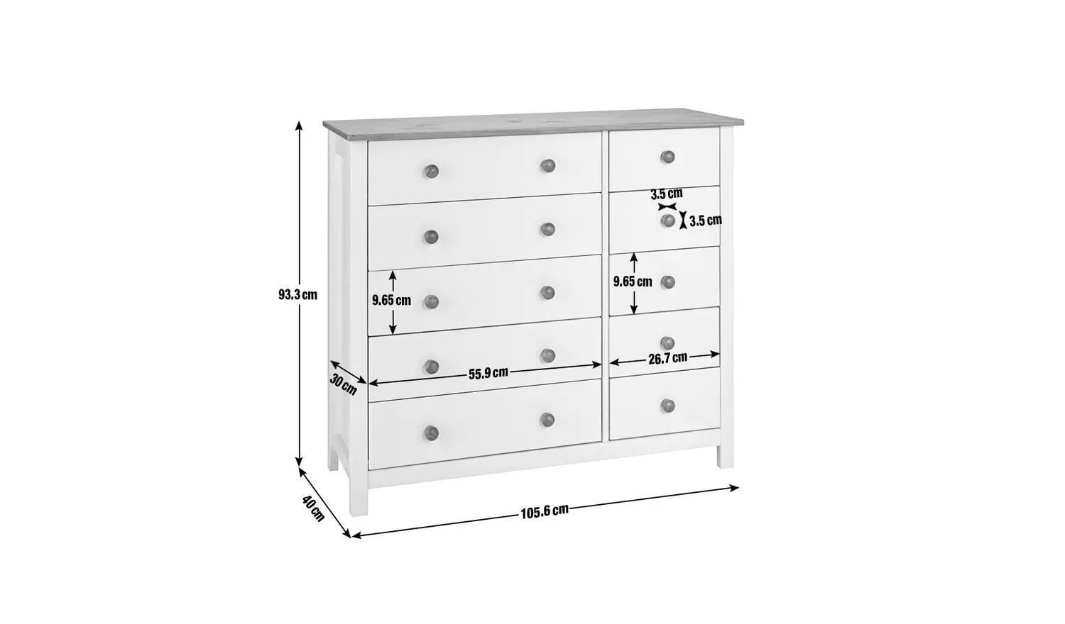 Argos Home Scandinavia 10 Drawer Chest - Pine & White