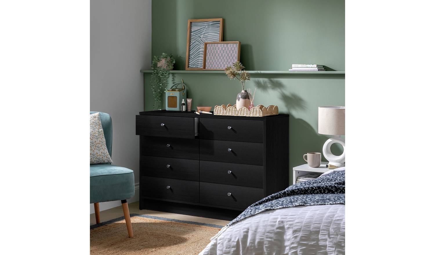 Argos Home Malibu 8 Drawer Chest - Black Oak Effect