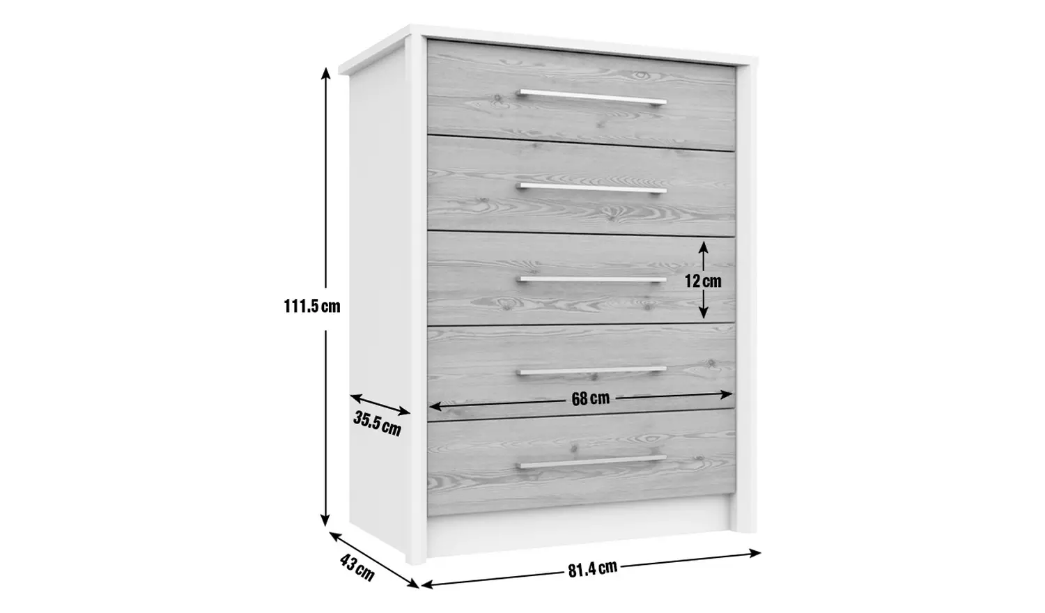 Lancaster 5 Drawer Chest - Dark Grey