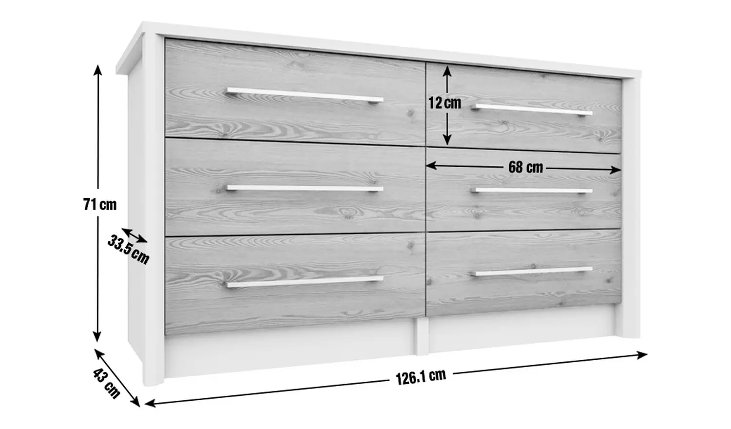 Lancaster 6 Drawer Chest - Dark Grey