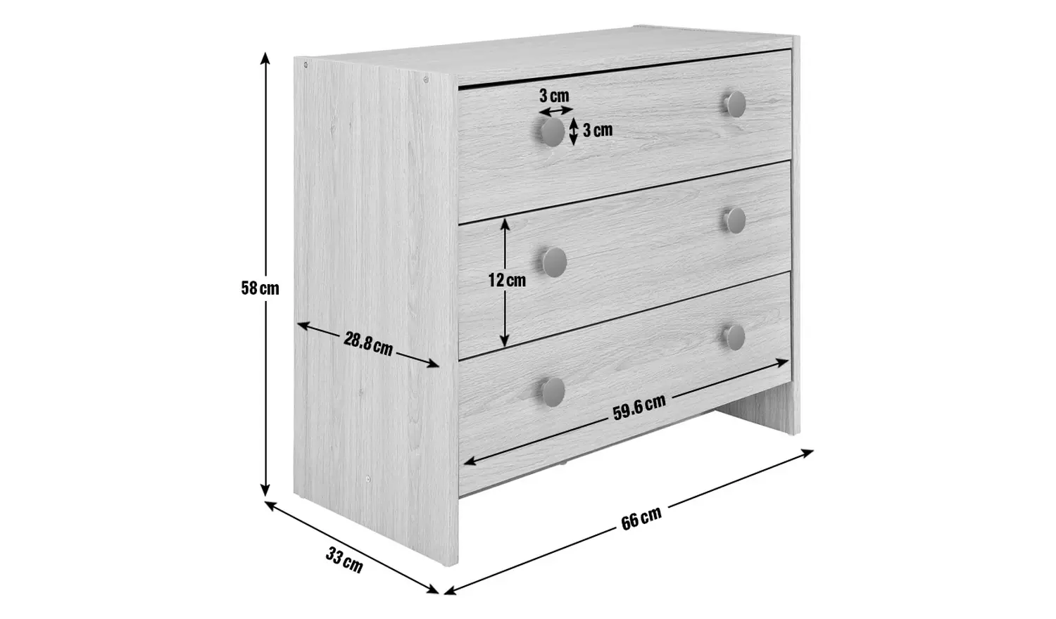 Argos Home Seville 3 Drawer Chest of Drawers - Oak Effect