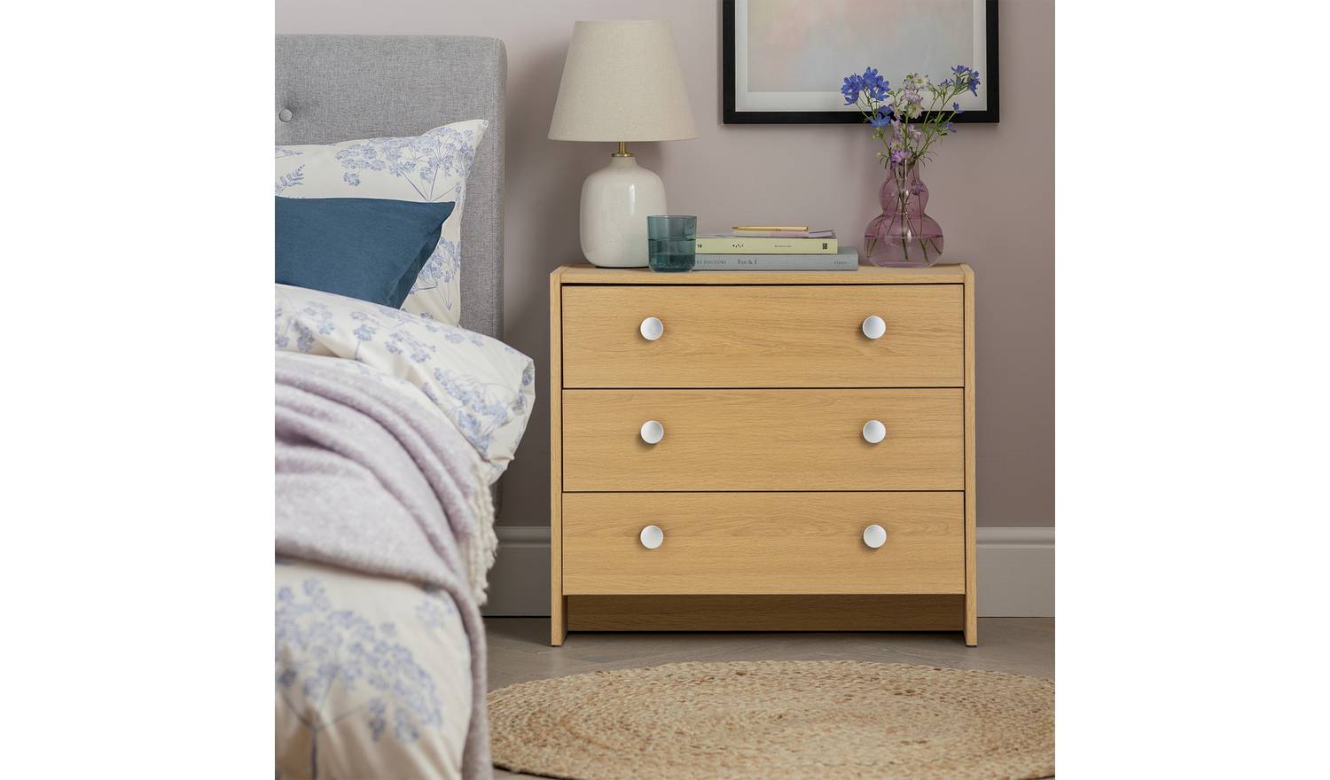 Argos Home Seville 3 Drawer Chest of Drawers - Oak Effect