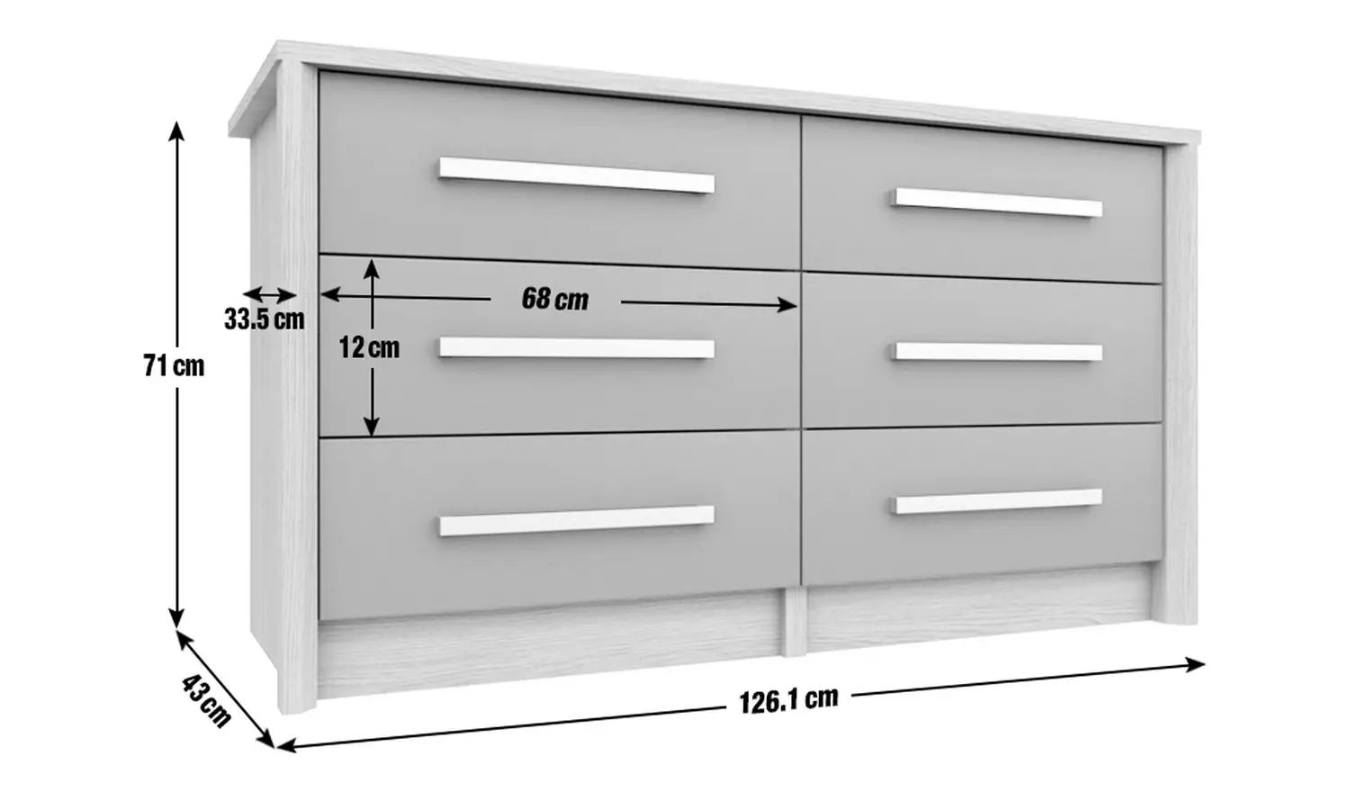 Grasmere 6 Drawer Chest - Dark Grey