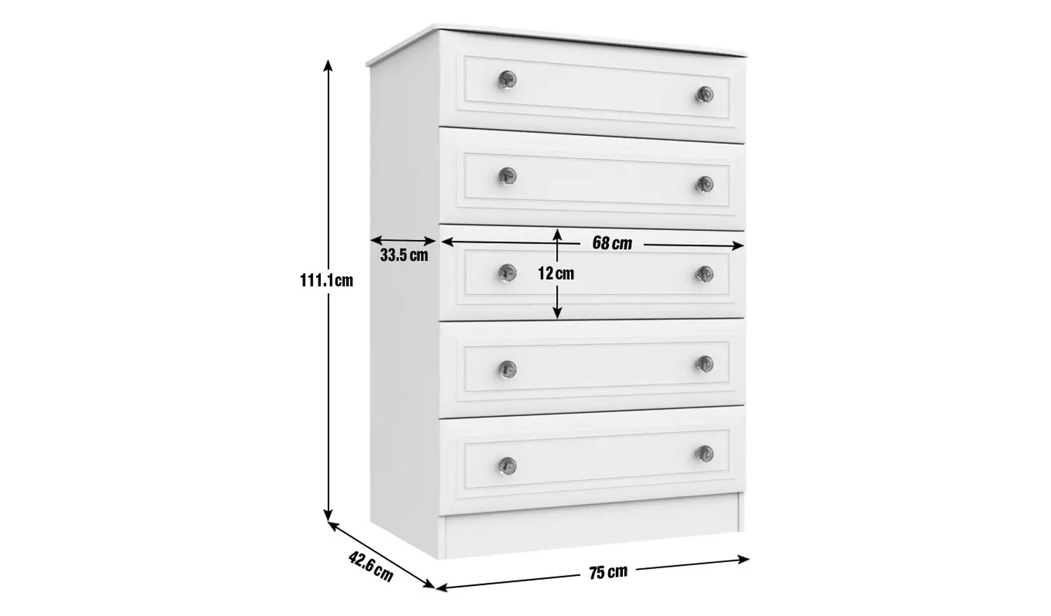 Rendlesham 5 Drawer Chest - White