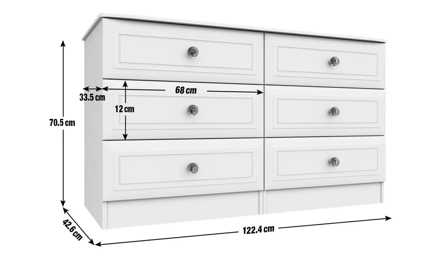Rendlesham6 Drawer Chest - White