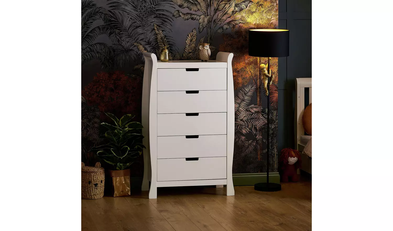 Obaby Stamford Sleigh Tall 5 Drawer Chest - White