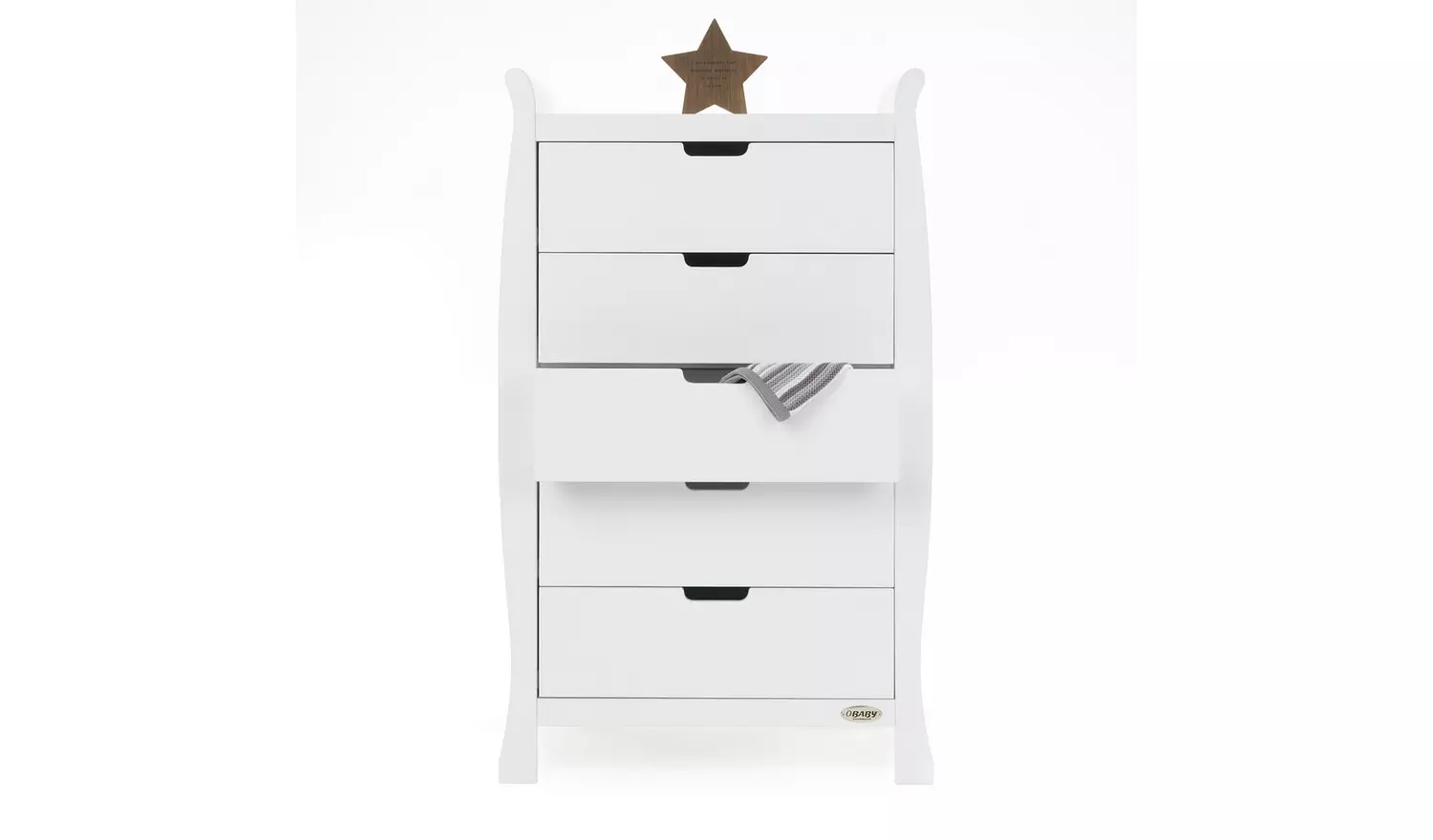 Obaby Stamford Sleigh Tall 5 Drawer Chest - White