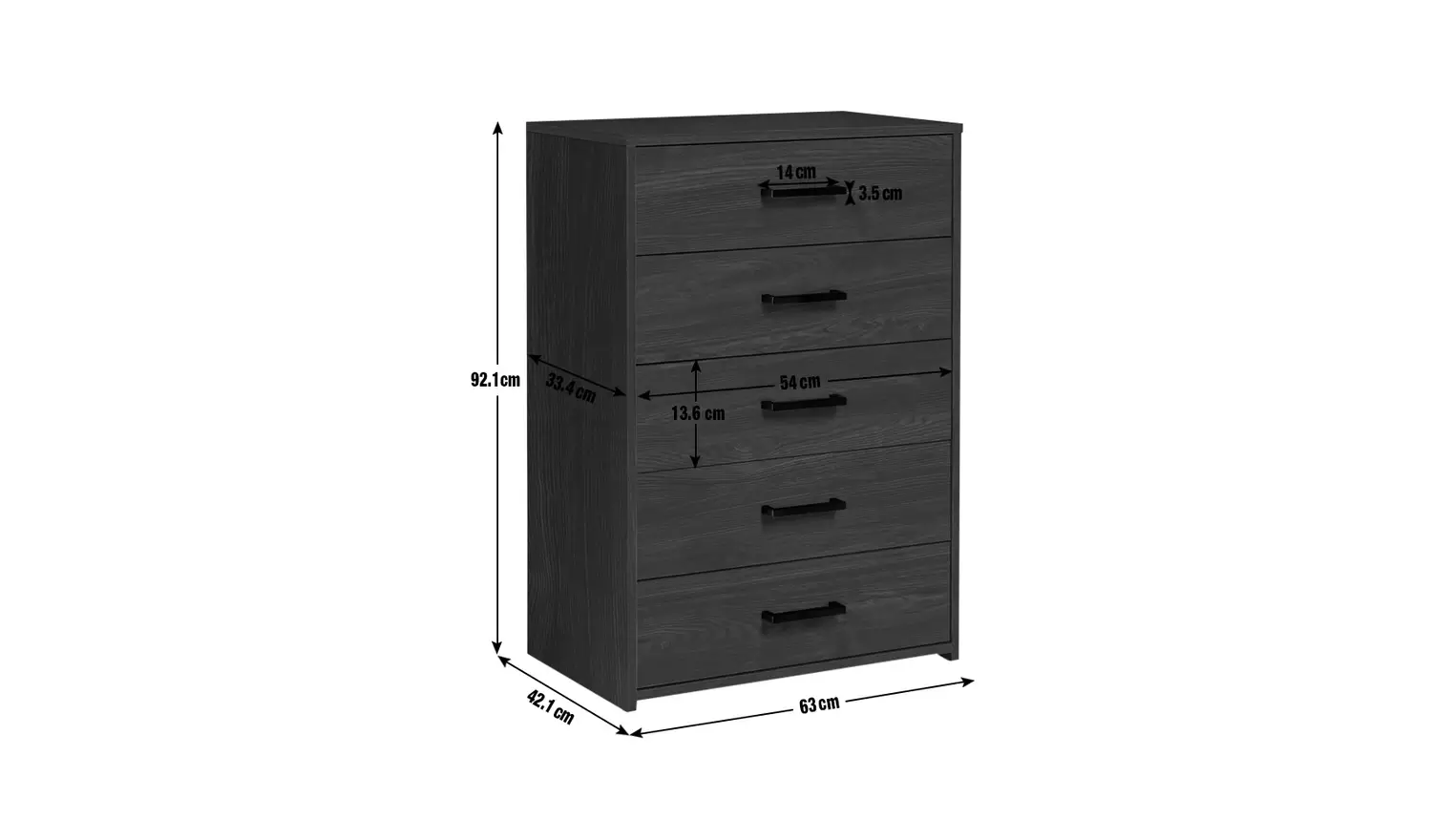 Argos Home Oslo 5 Drawer Chest - Black Oak Effect