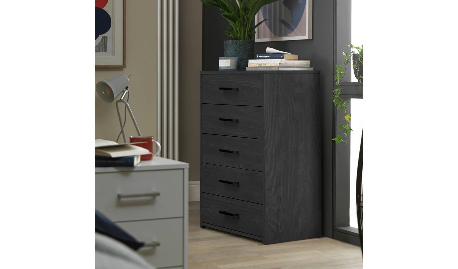 Argos Home Oslo 5 Drawer Chest - Black Oak Effect