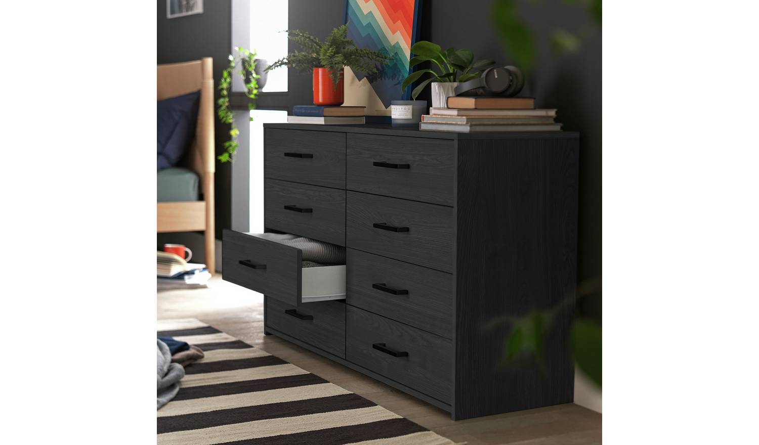 Argos Home Oslo 8 Drawer Chest - Black Oak Effect