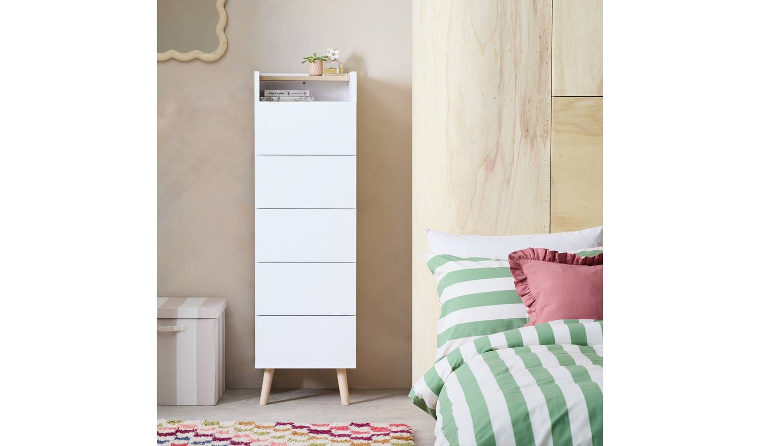 Habitat Skandi 5 Drawer Tallboy - White Two Tone