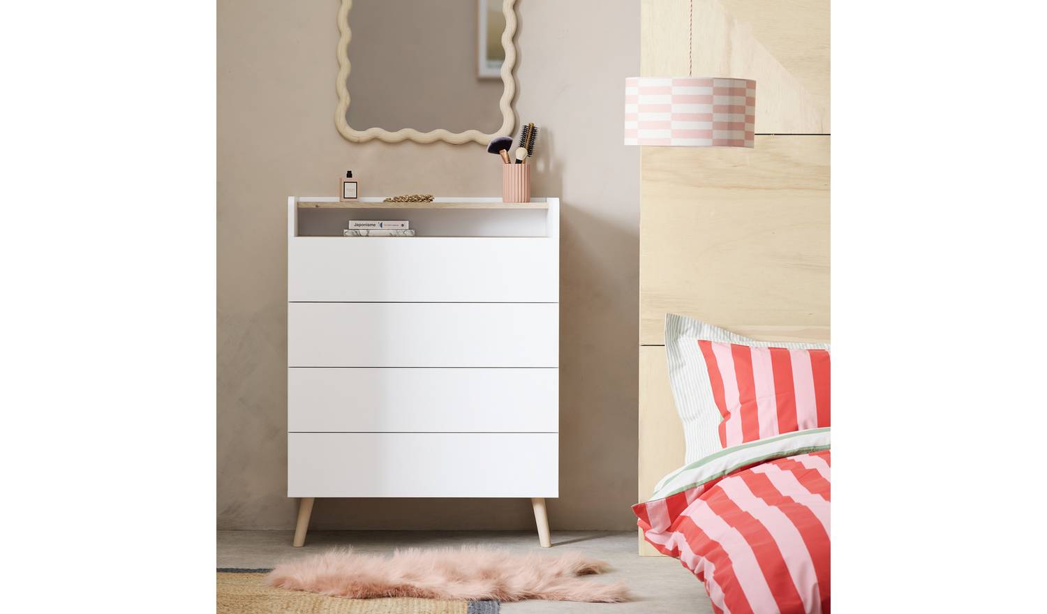 Habitat Skandi 4 Drawer Chest with Shelf - White Two Tone