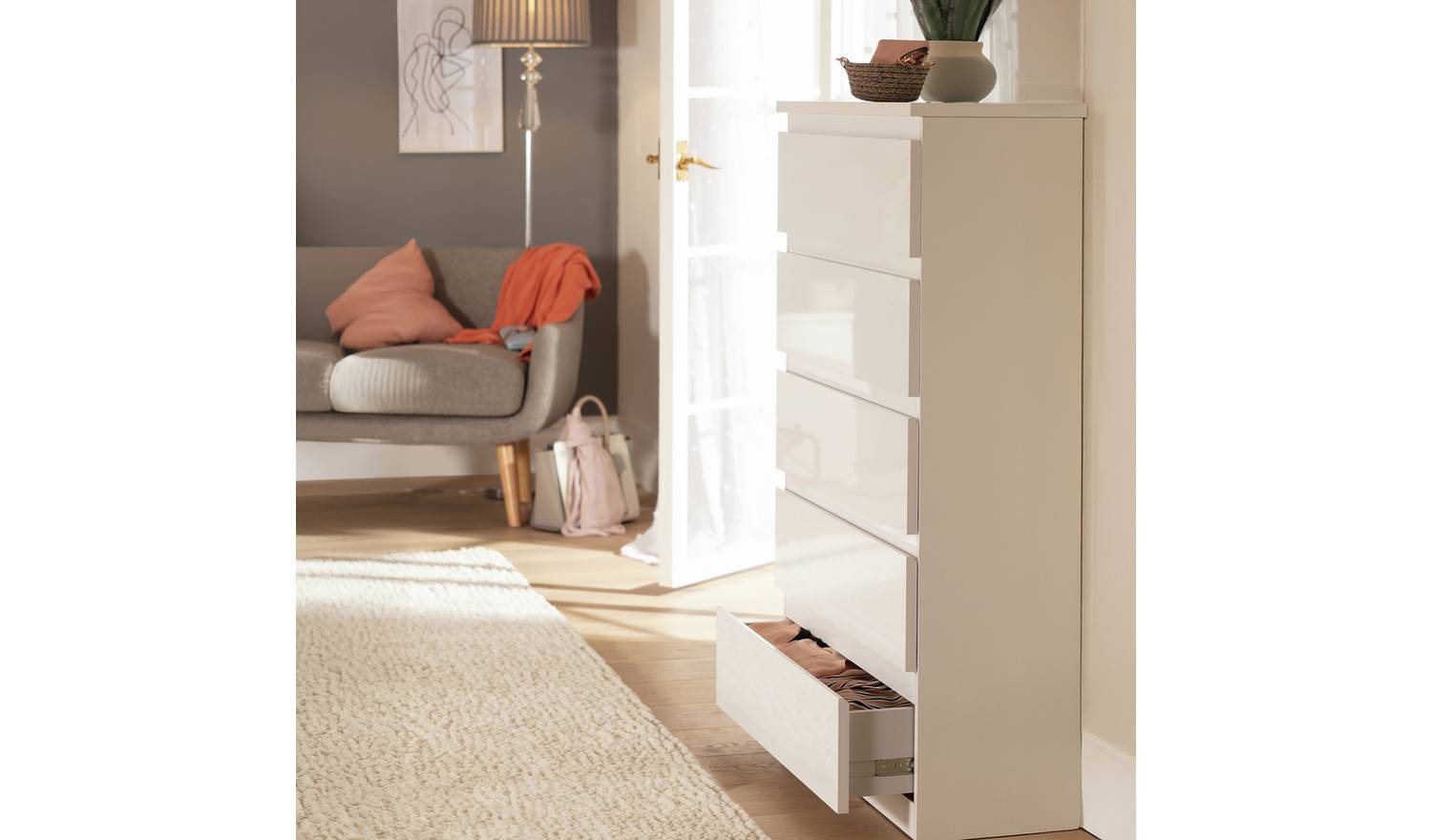Argos Home Jenson 5 Drawer Chest - White Gloss