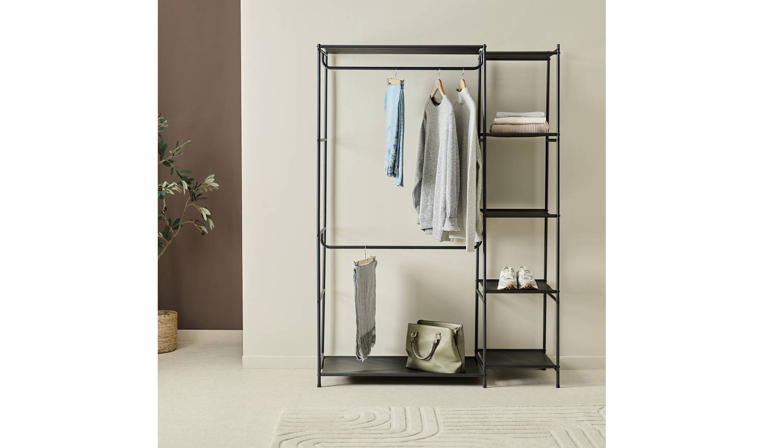Argos Home Spencer 2 Rail 4 Shelf Wardrobe - Black
