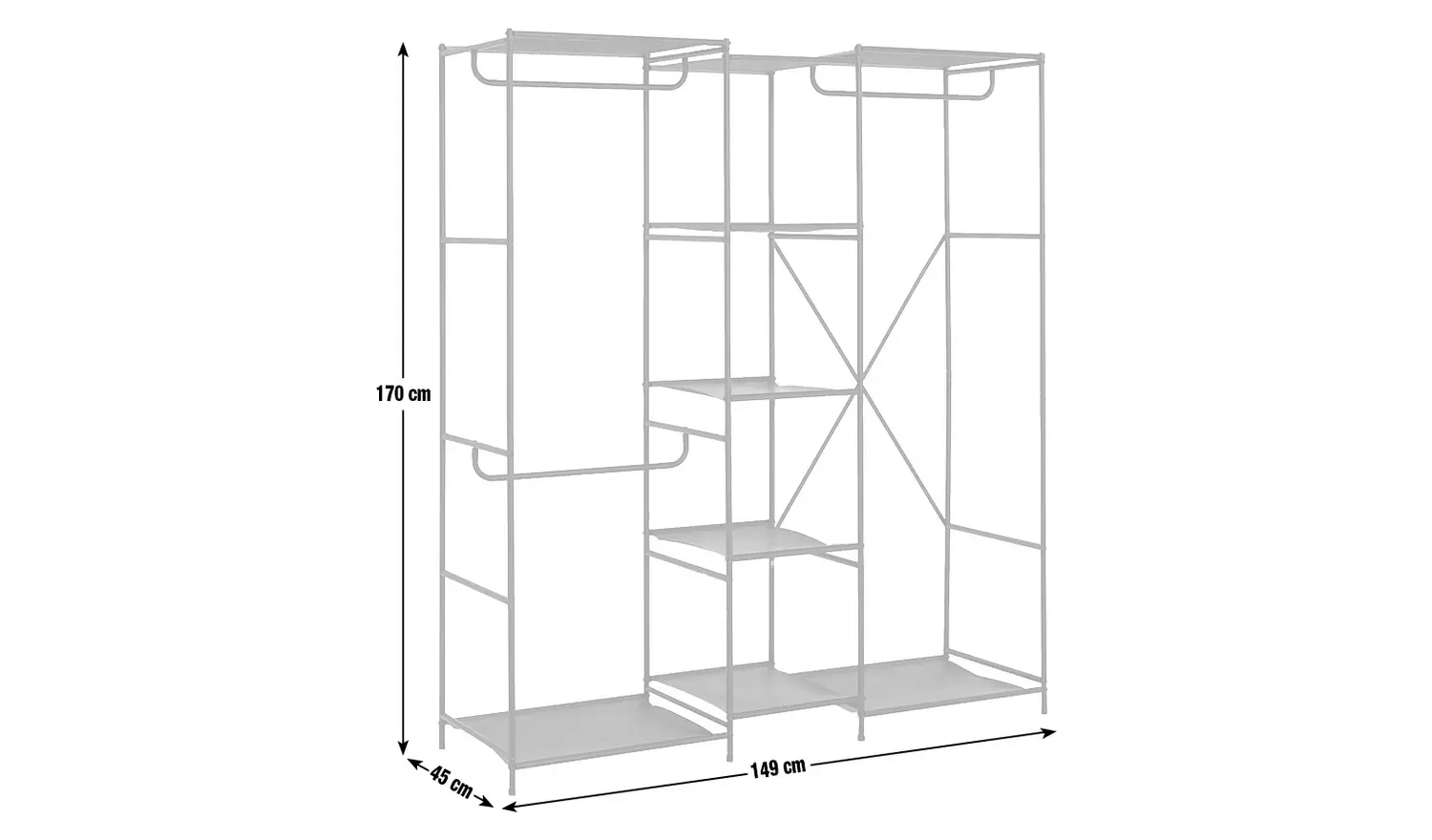 Argos Home Spencer 3 Rail 6 Shelf Wardrobe - Black