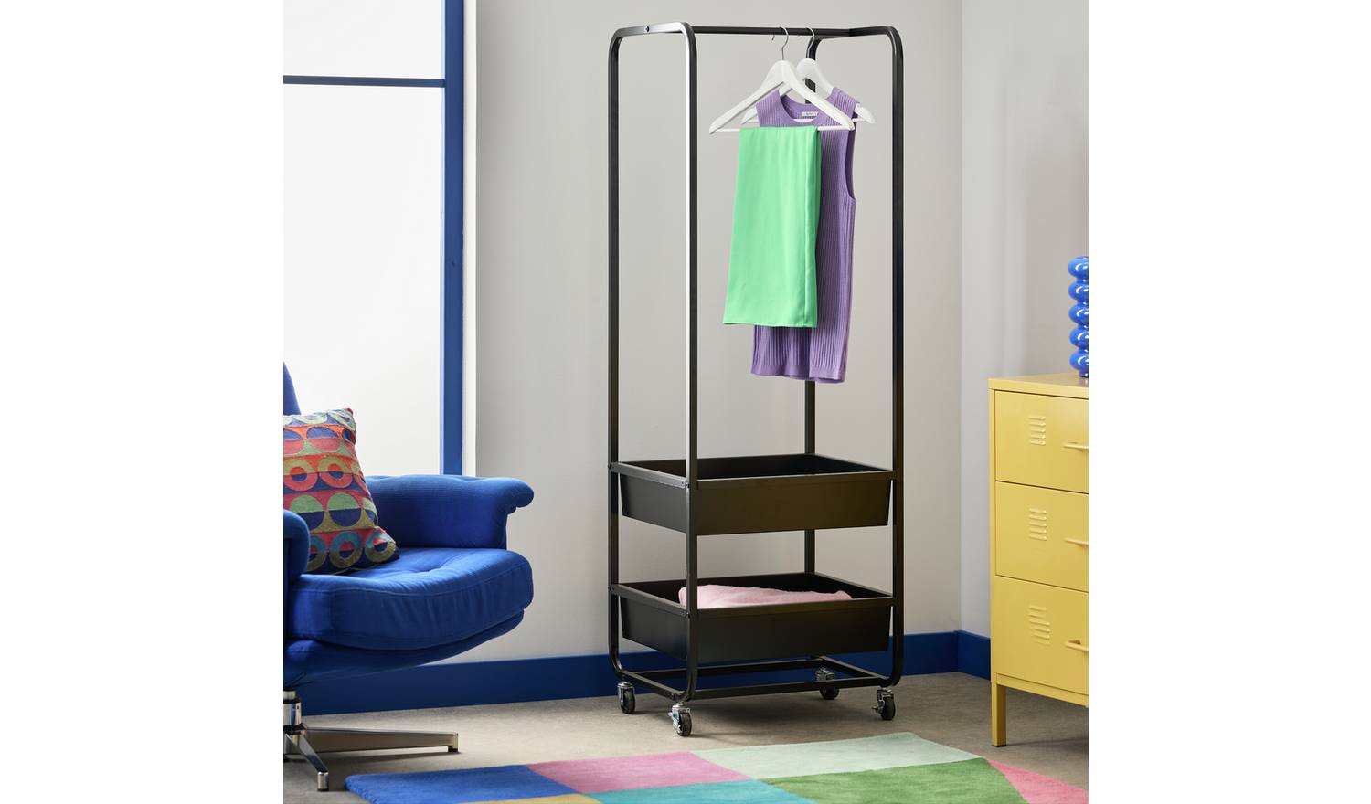 Habitat Lorelei Single 2 Drawer Clothes Rail - Black