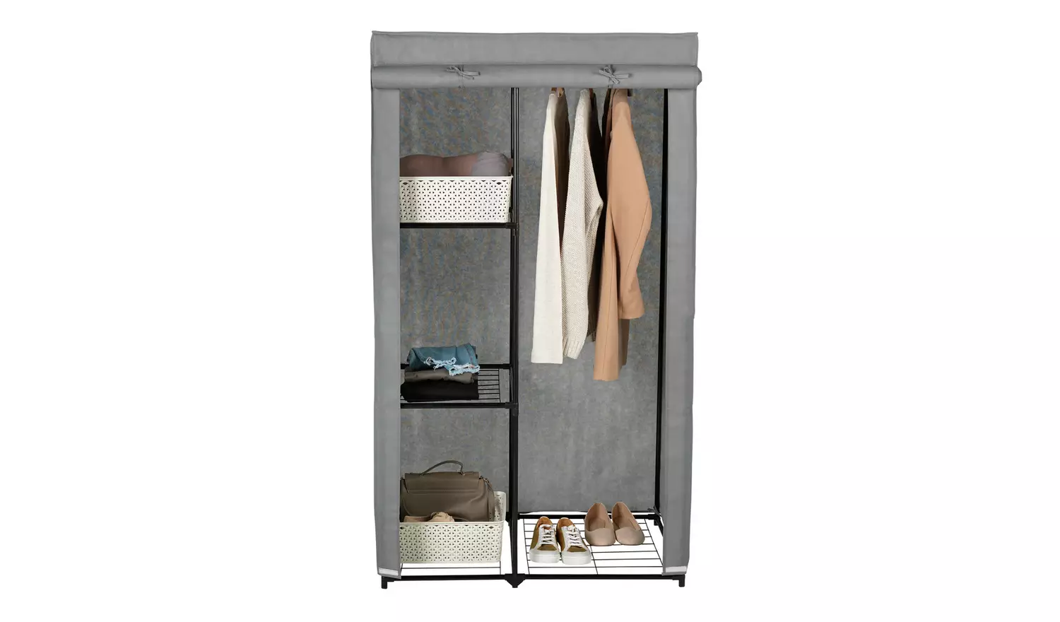 Argos Home Covered Single Wardrobe with Storage - Grey